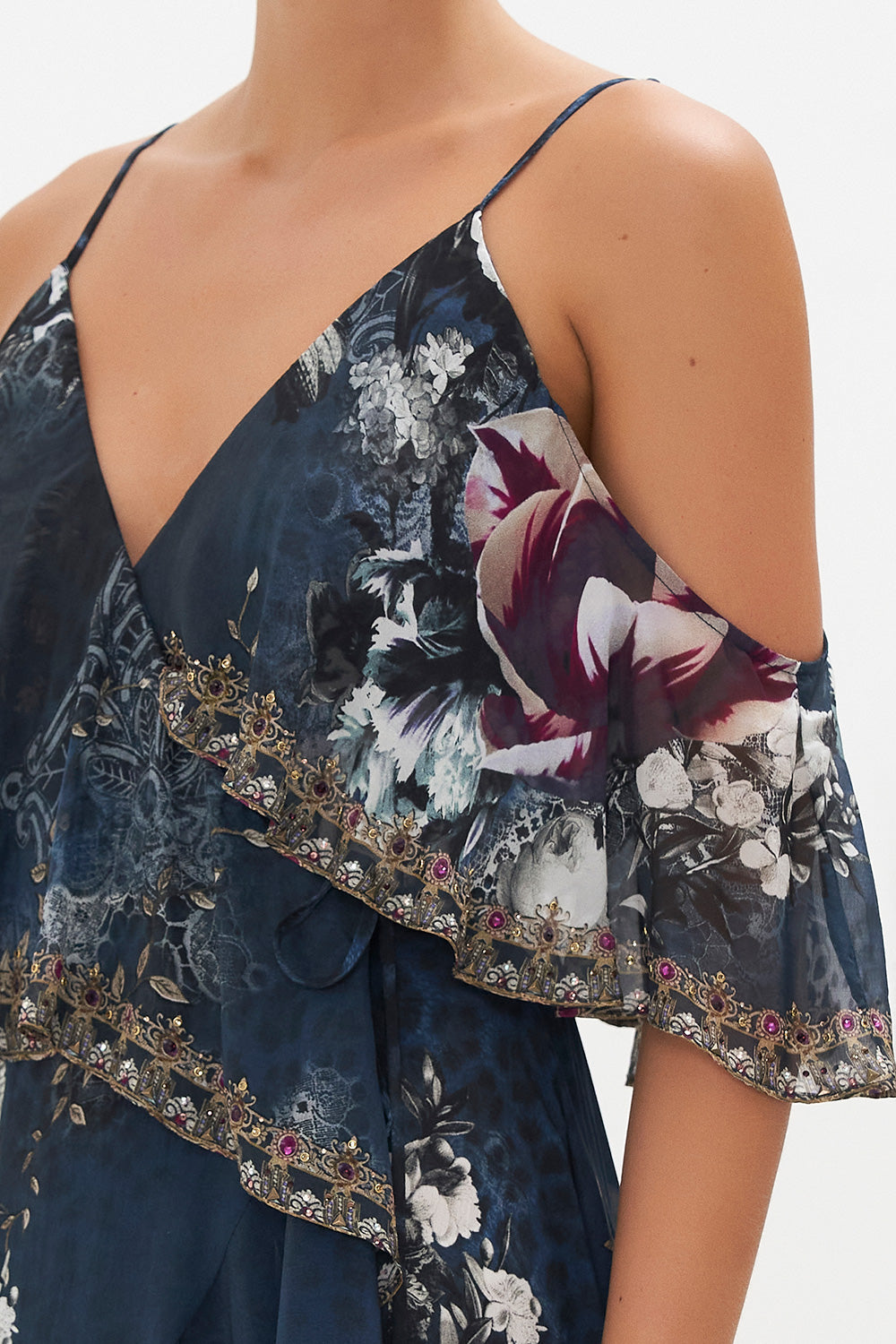 RUFFLE OVERLAYER WRAP DRESS NOT A WALLFLOWER