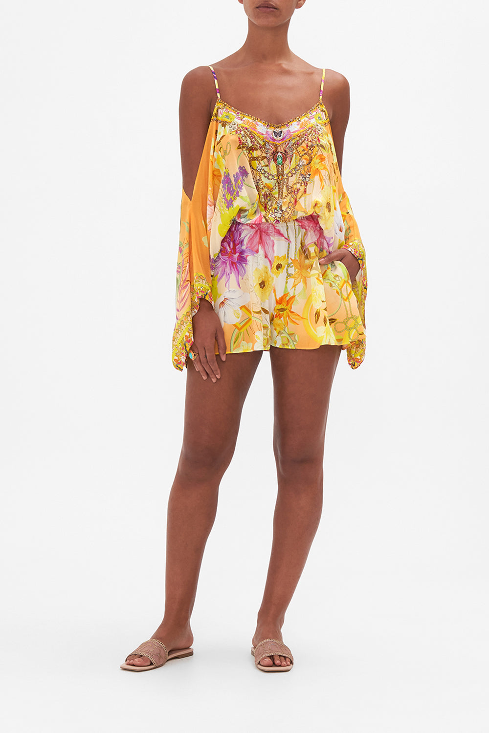 Drop Shoulder Playsuit How Does Your Garden Grow print by CAMILLA