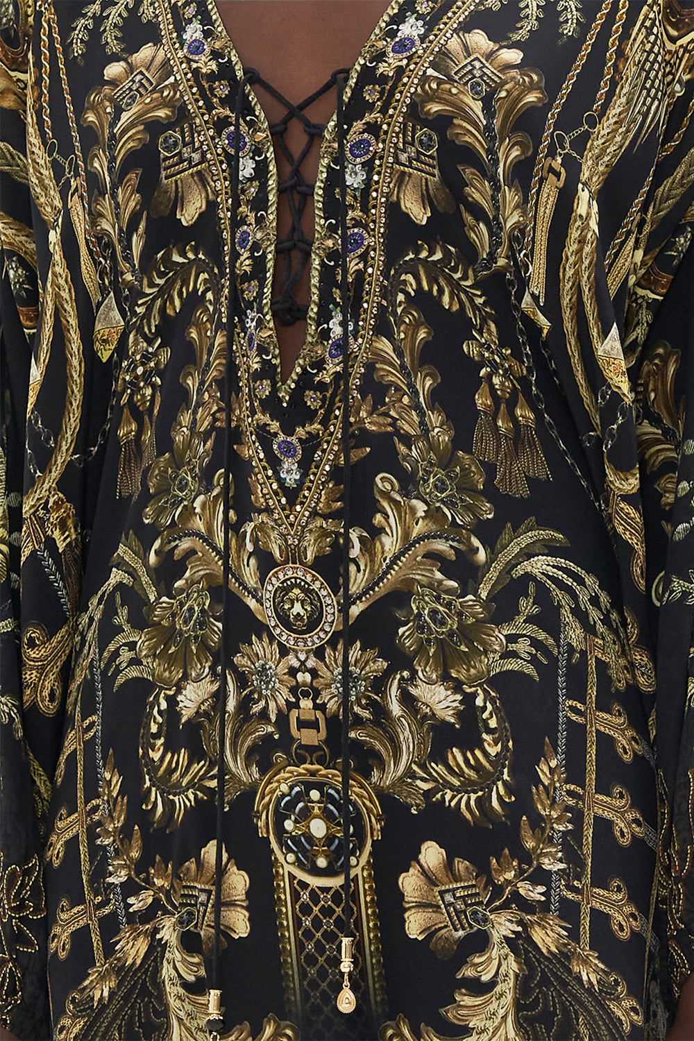 TIE FRONT V NECK DRESS THE NIGHT IS NOIR