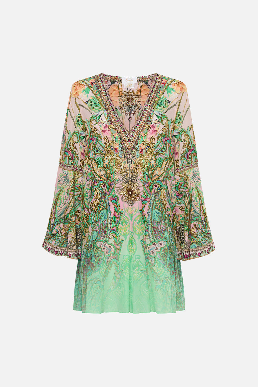 V-NECK FLARED SLEEVE MINI DRESS LOST CITY