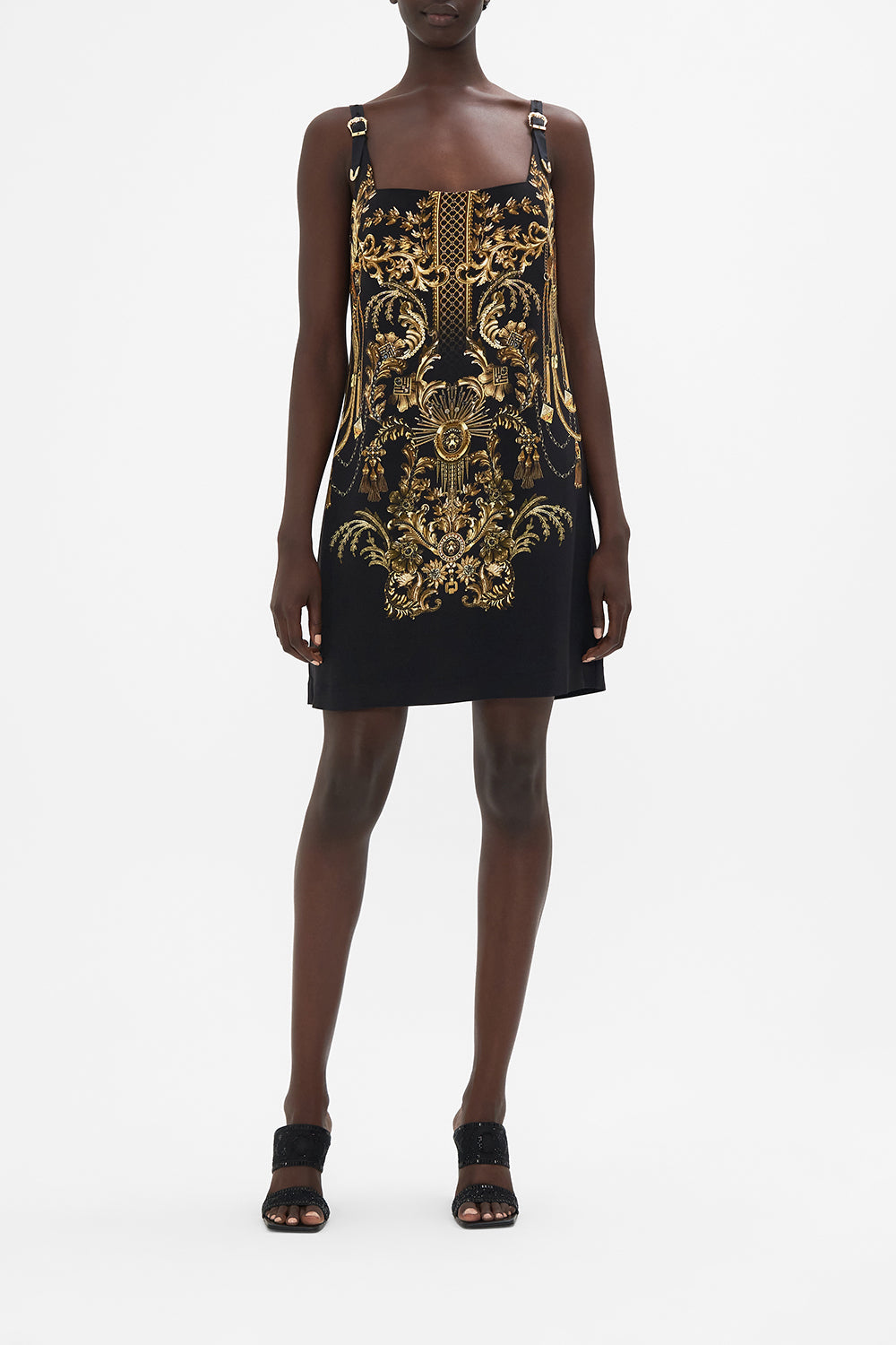 Square Neck Shift Dress The Night Is Noir print by CAMILLA