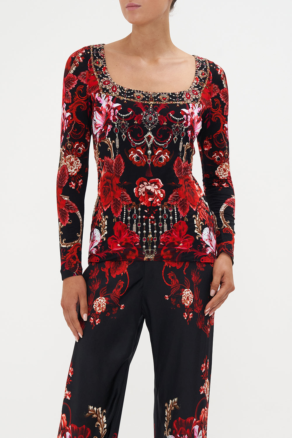 SQUARE NECK JERSEY TOP SISTERHOOD OF THE ROSE