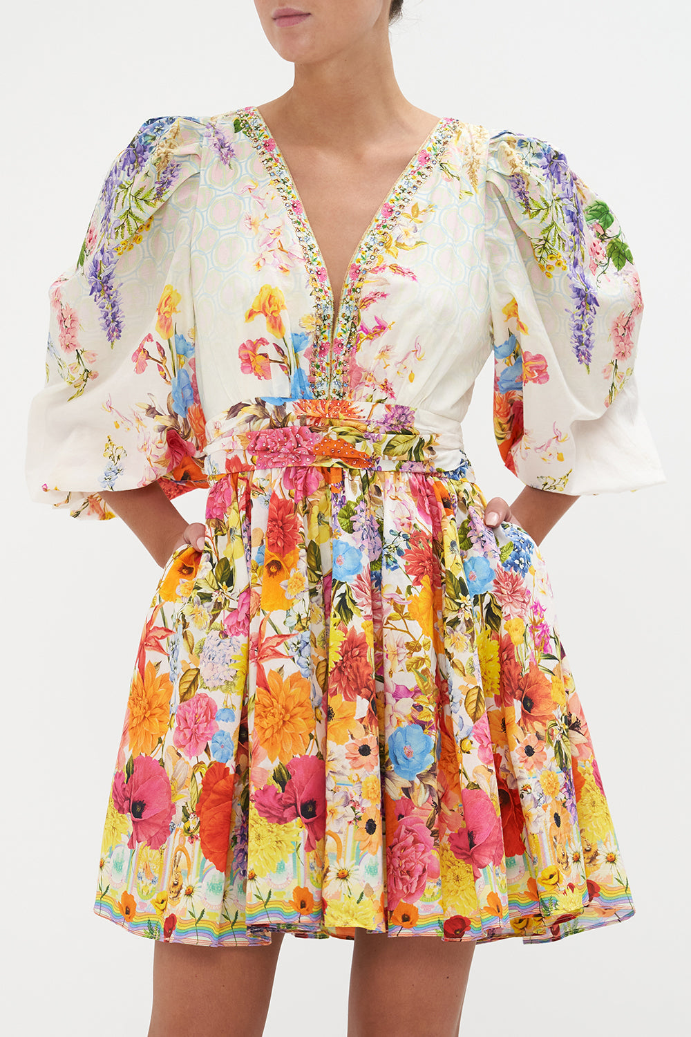 BLOUSON FLARED DRESS SUNLIGHT SYMPHONY