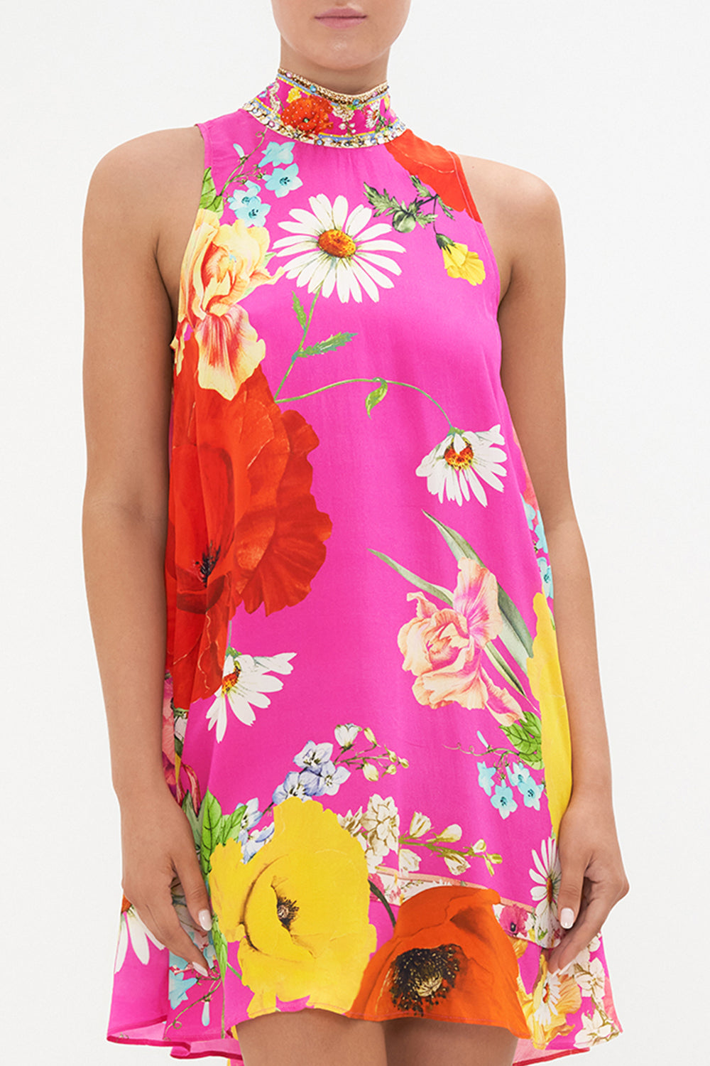 BACK NECK TIE SHORT DRESS RAINBOW BODY
