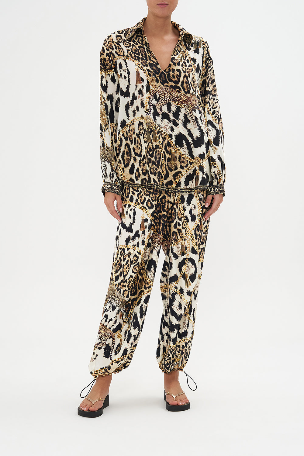 V-Neck Blouse With Collar Role Call print by CAMILLA