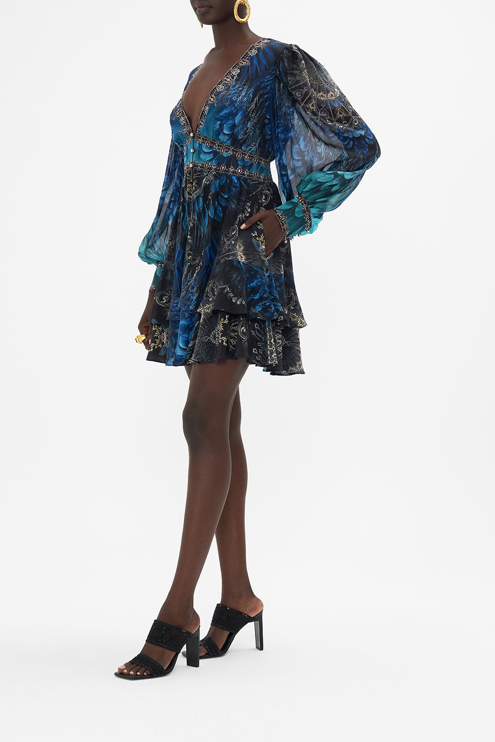 Button Front Frill Dress Notes From The Blue Room - Camilla main image 1