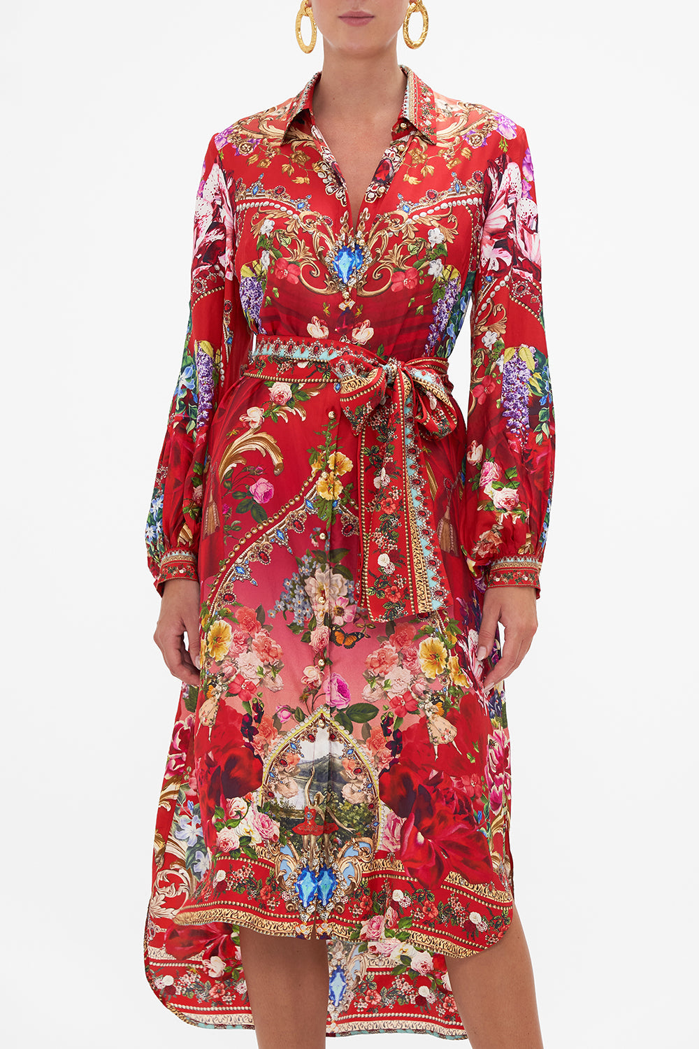 HIGH LOW MIDI SHIRT DRESS RITES OF ROSES