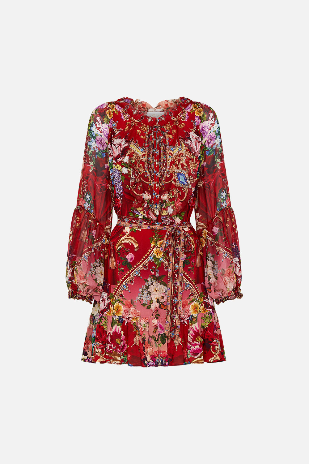 MINI RUFFLE TRAPEZE DRESS RITES OF ROSES