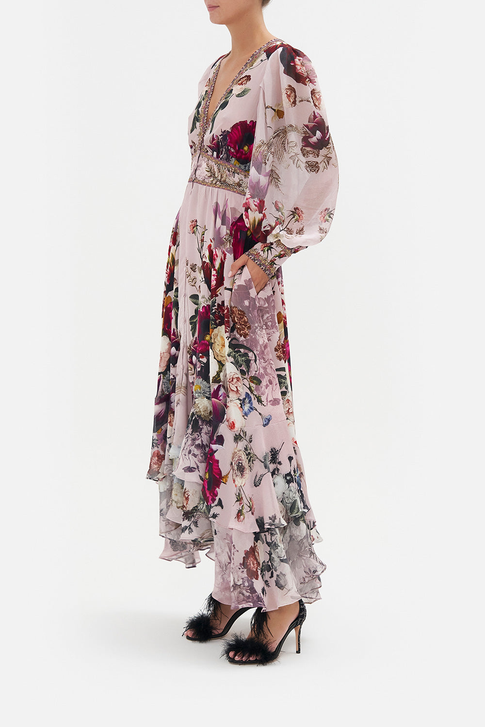 LONG BUTTON FRONT DRESS GYPSY ROSE