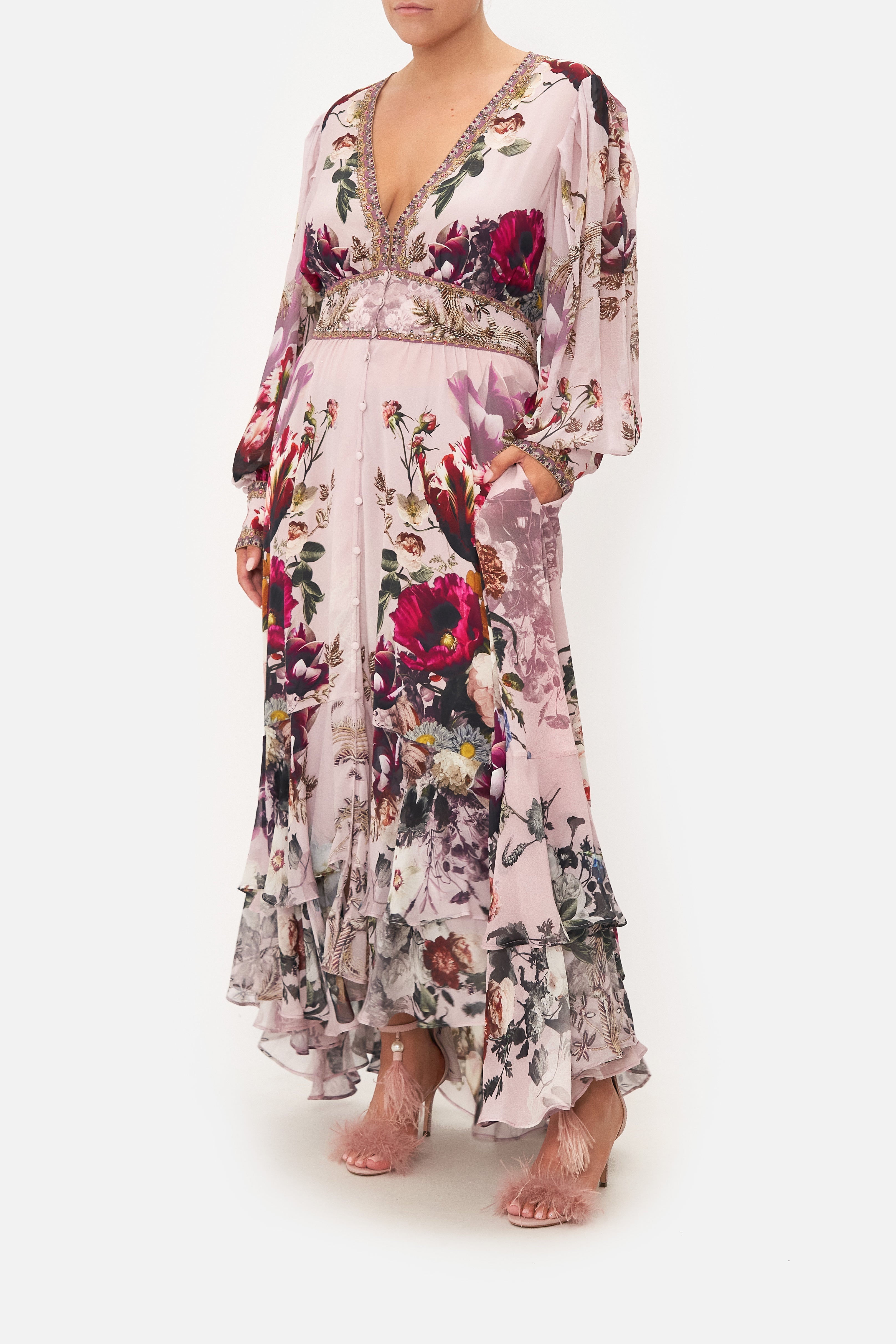 LONG BUTTON FRONT DRESS GYPSY ROSE