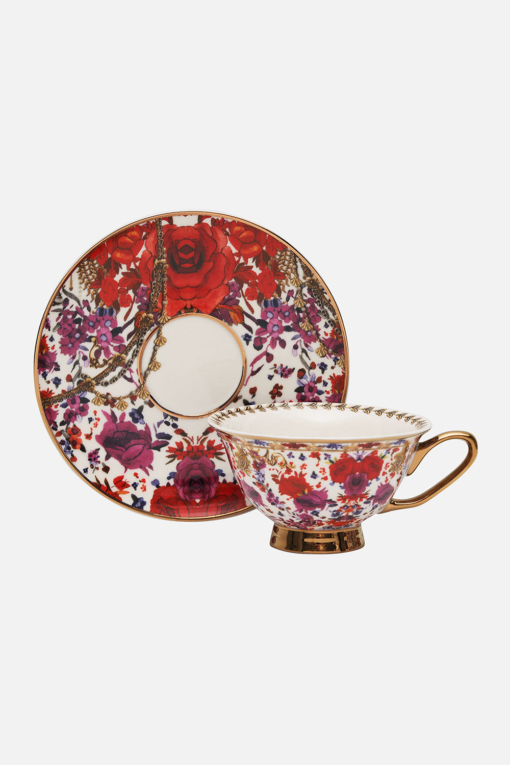 TEA CUP AND SAUCER SET REIGN OF ROSES