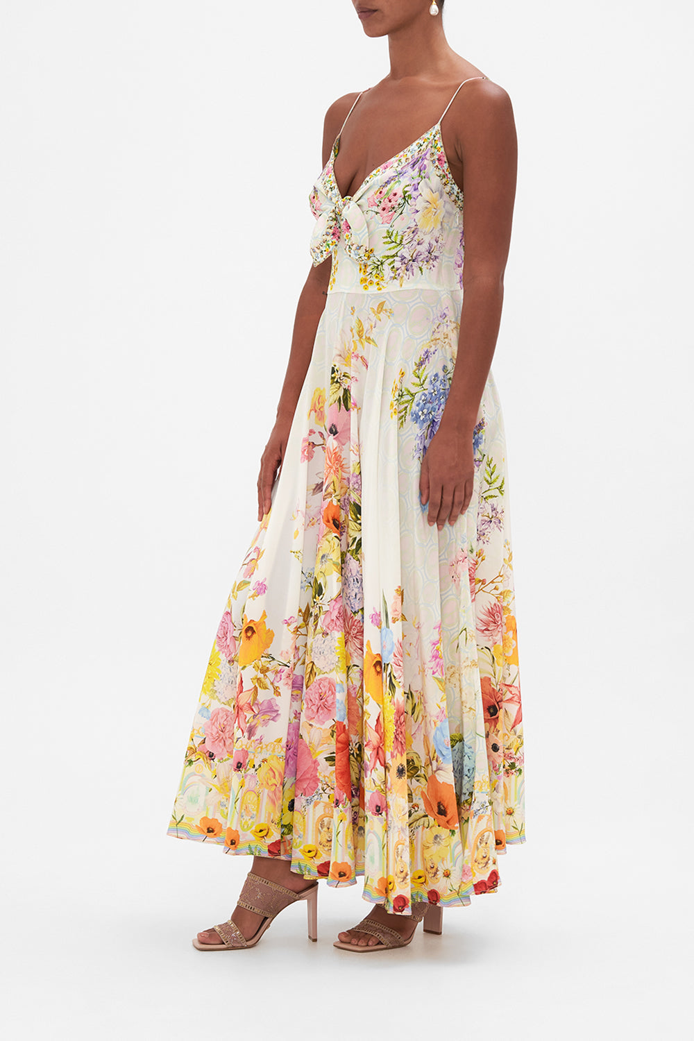 LONG DRESS WITH TIE FRONT SUNLIGHT SYMPHONY