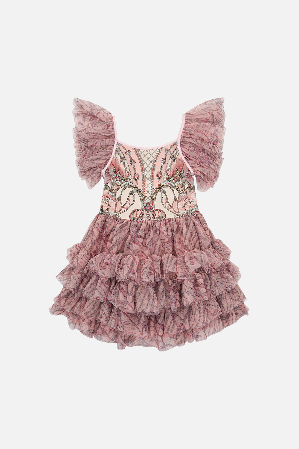 KIDS TUTU DRESS WITH SLEEVE FRILLS 4-10 STARSHIP SISTAS