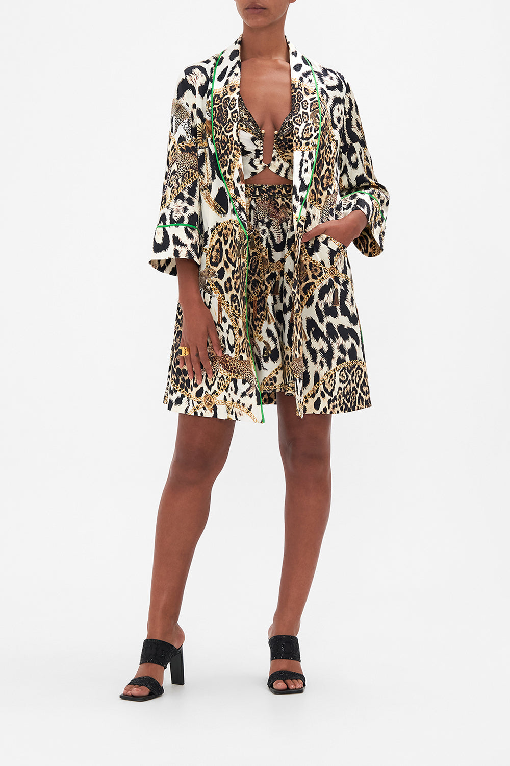 Roll Collar Pajama Jacket Role Call print by CAMILLA