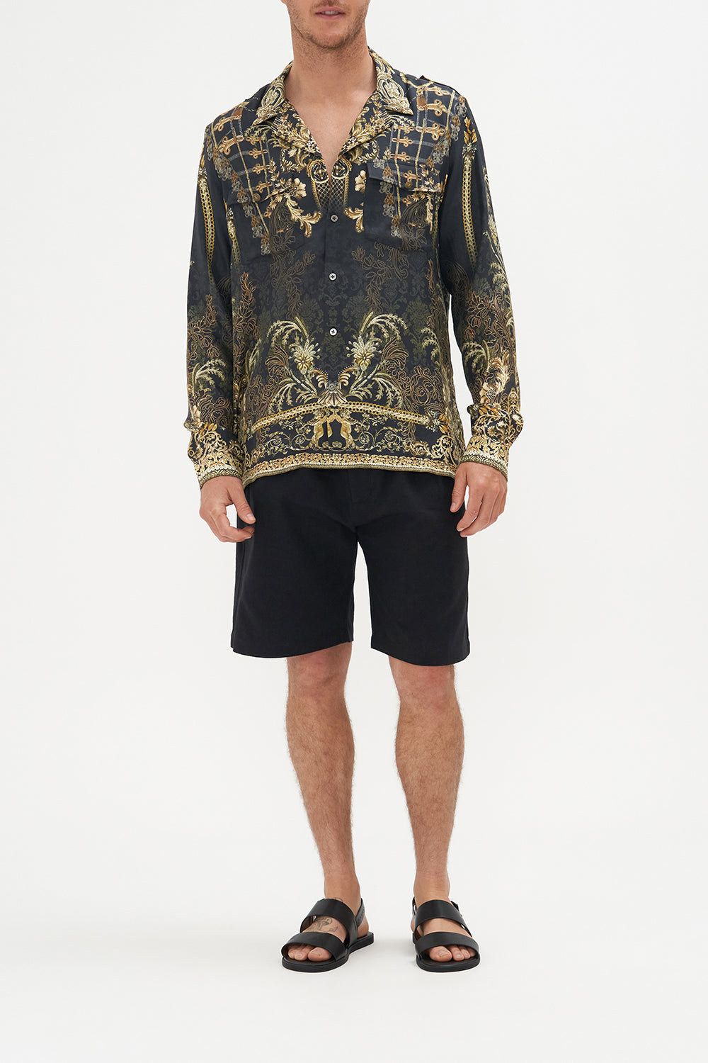 Long Sleeve Military Shirt The Night Is Noir print by CAMILLA