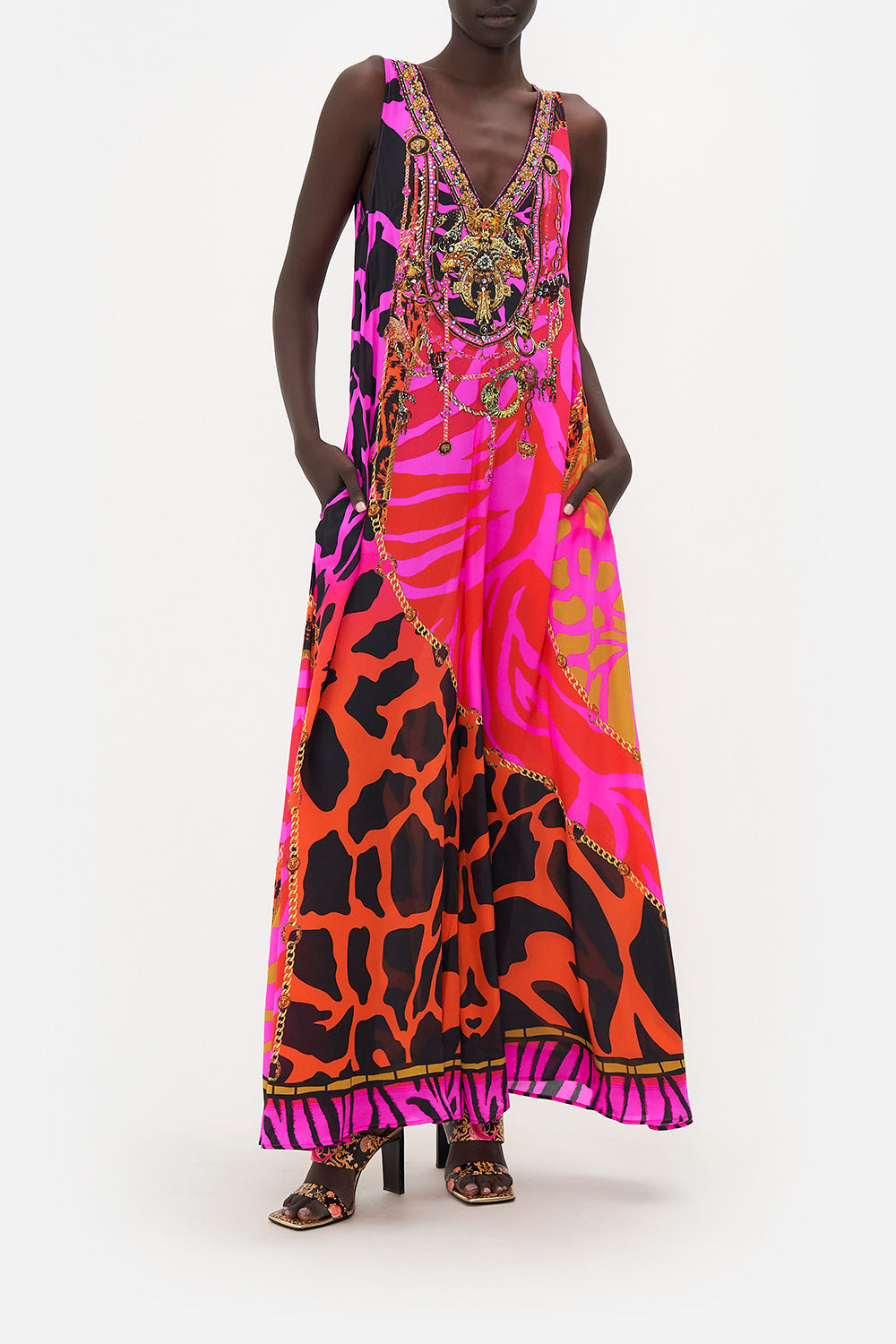 V NECK FLARED JUMPSUIT ALWAYS CHANGE YOUR SPOTS