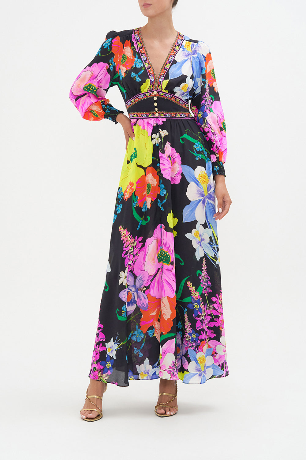 BUTTON DRESS WITH SHAPED WAISTBAND AWAY WITH THE FAIRIES