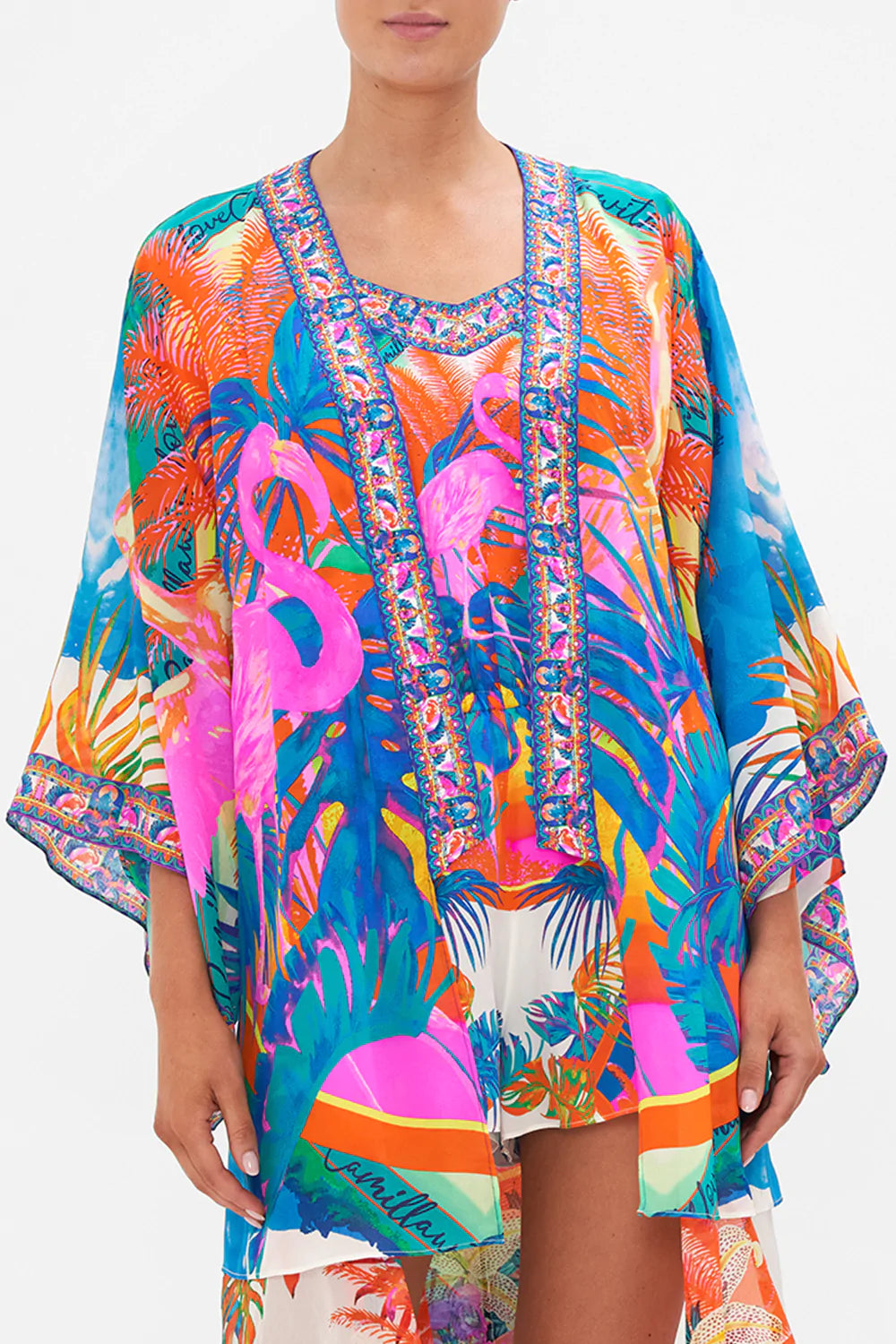 Kimono With Long Underlayer, Flamenco Flamingo