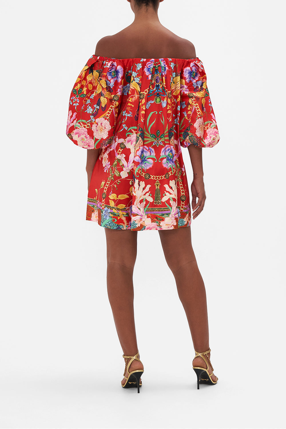 OFF SHOULDER PUFF DRESS RUFFLE SOME FEATHERS