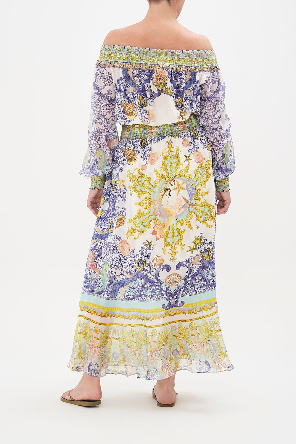 OFF SHOULDER SHIRRED DRESS STAR OF THE SEA