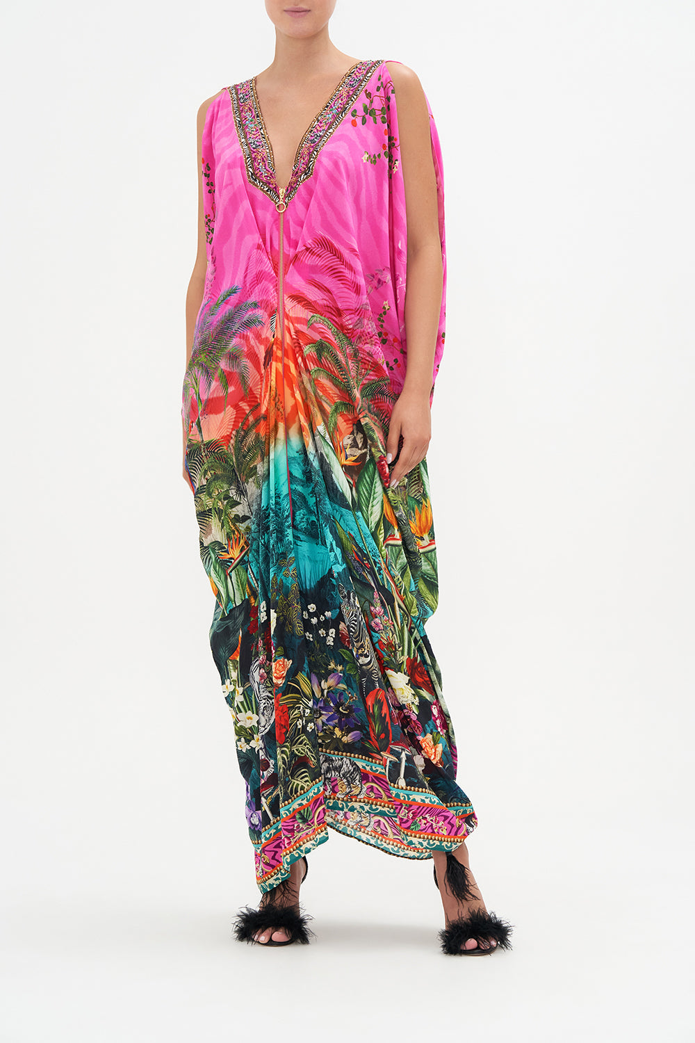 LONG DRAPE DRESS WITH ZIP FRONT UNTAMED RUNAWAY