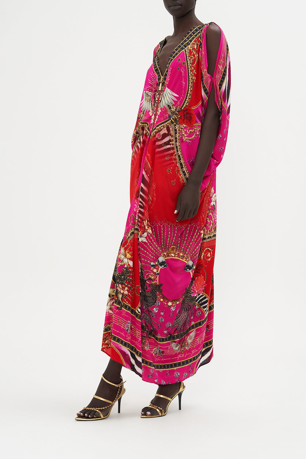 LONG DRAPE DRESS WITH ZIP FRONT MOONLIGHT MELODIES