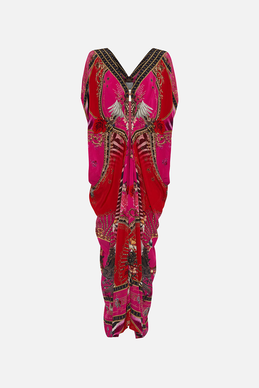 LONG DRAPE DRESS WITH ZIP FRONT PEACE BE WITH YOU