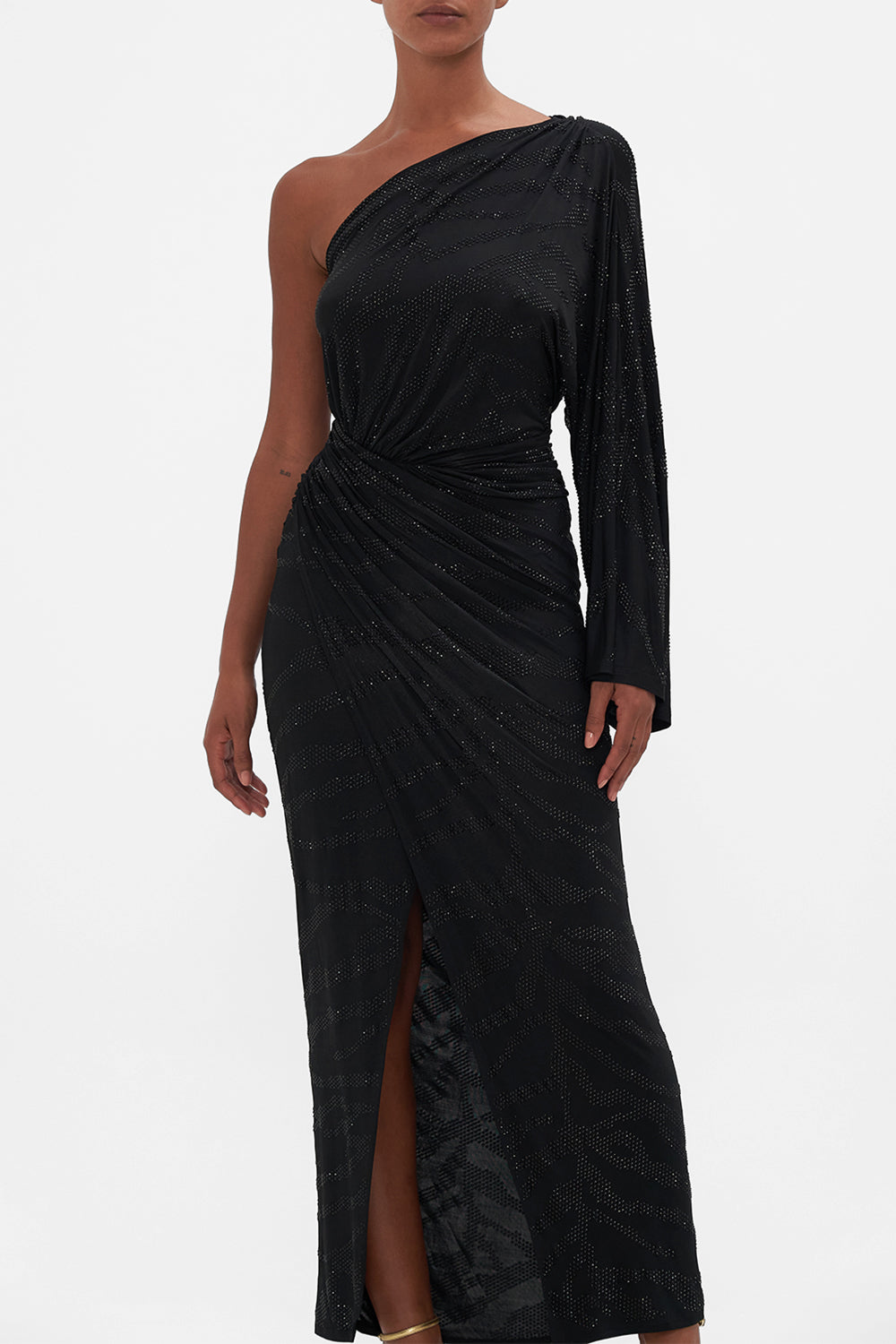 ONE SHOULDER JERSEY DRESS TAME MY TIGER