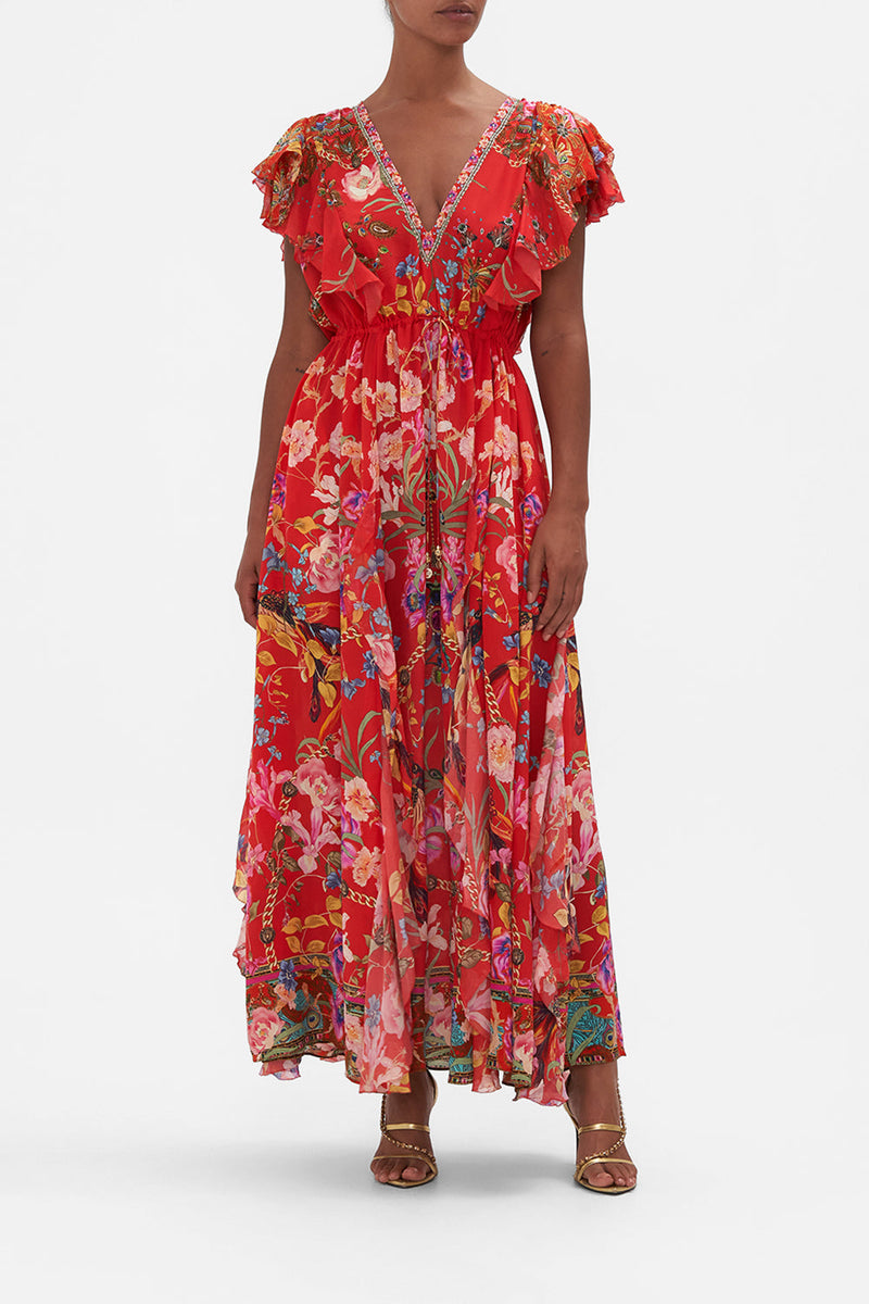 Camilladress Lace Hollow Out Ruffle Cami Top and A-line Midi Skirt Set main image 1