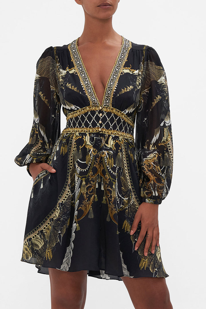 CROSS FRONT MINI DRESS RAVIN RAVEN