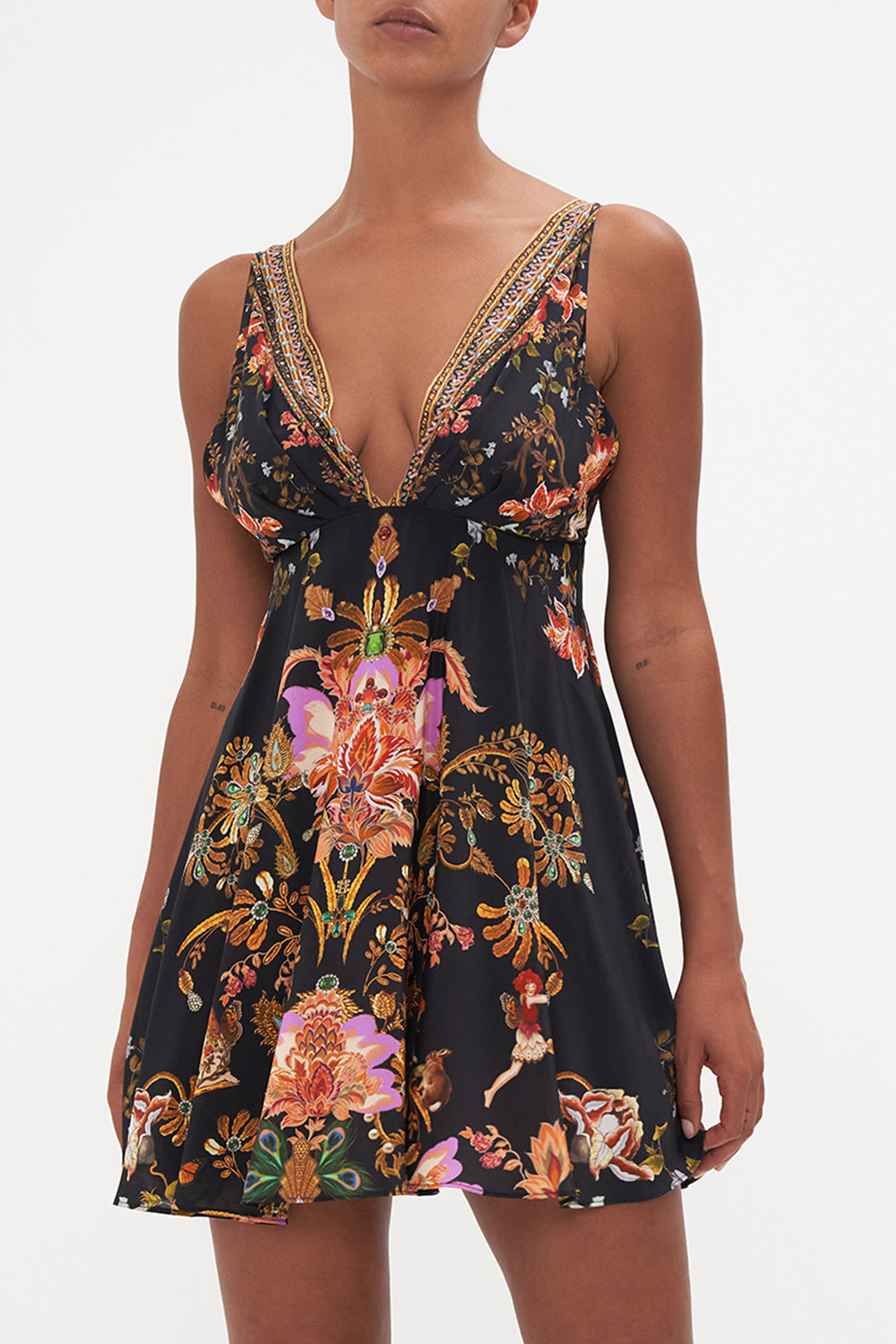 PLUNGE NECK MINI DRESS TO CATCH A SPIDER