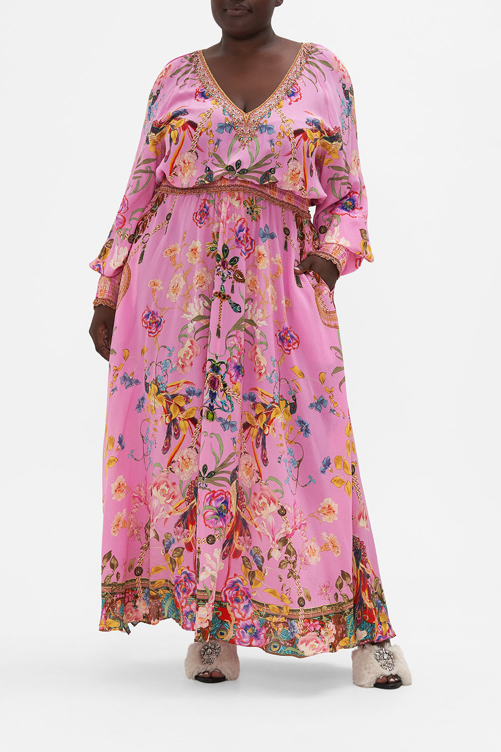 DRESS WITH SHIRRED WAIST AND CUFF ADORE ME