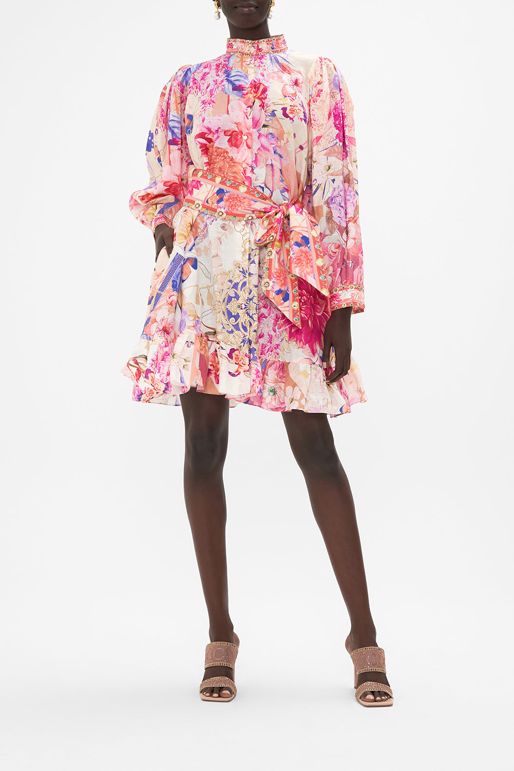 Drop Sleeve Shirt Dress Rose Bed Rendezvous print by CAMILLA