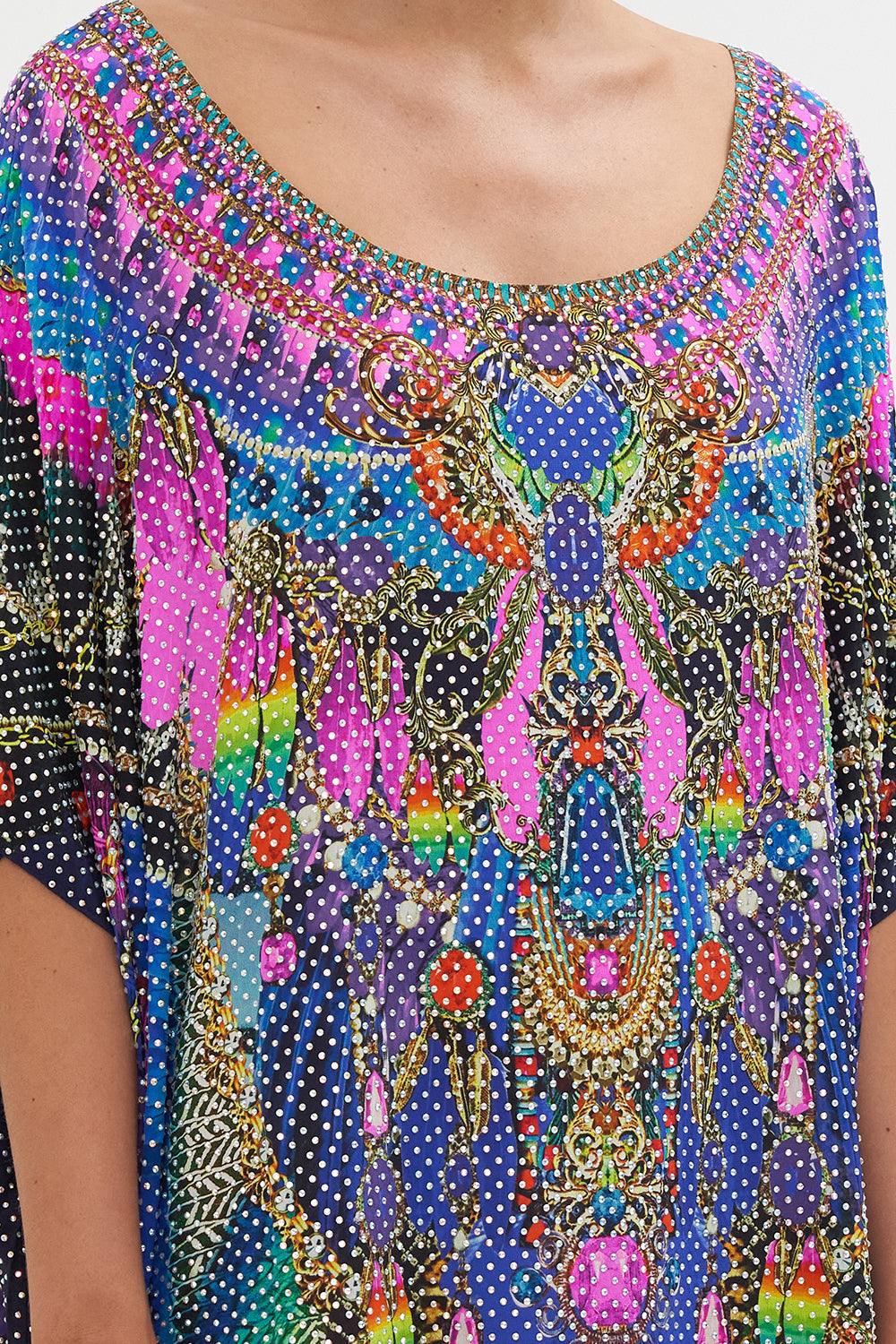 LUXE EMBELLISHED ROUND NECK KAFTAN DANCING WITH DESTINY
