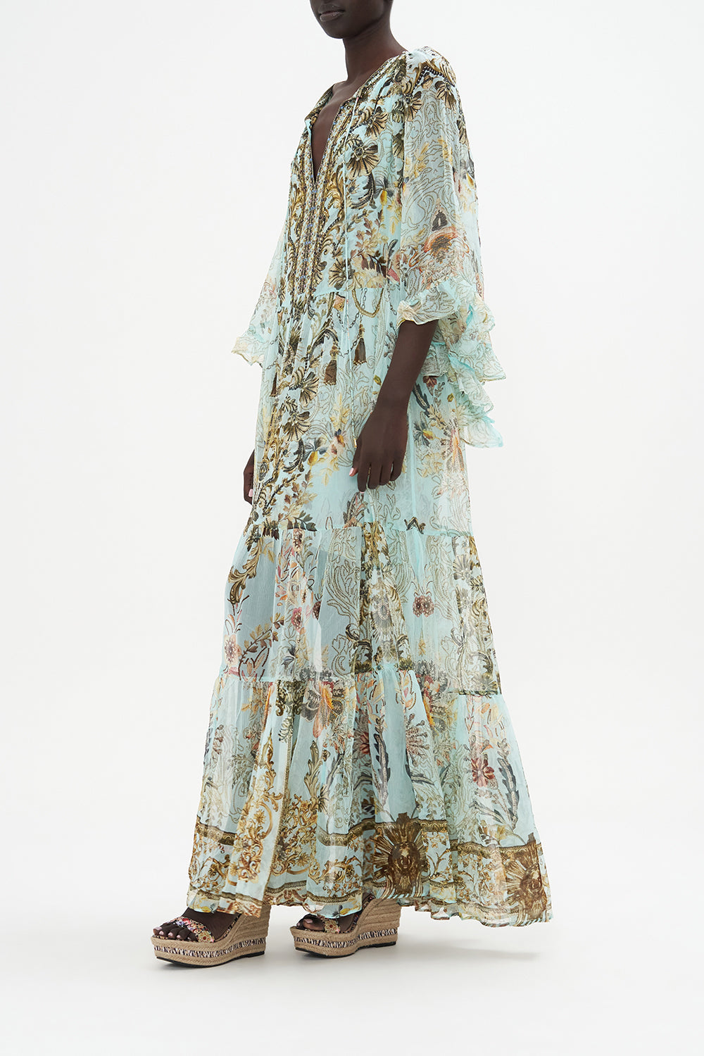 WIDE SLEEVE GATHERED DRESS ADIEU YESTERDAY