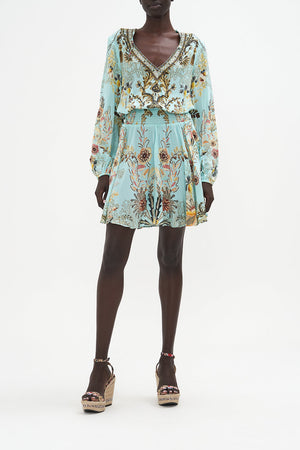 Shirred Relaxed Short Dress Adieu Yesterday print by CAMILLA