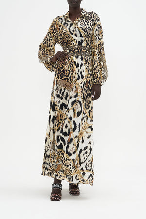 Waistband Long Dress With Collar Role Call print by CAMILLA