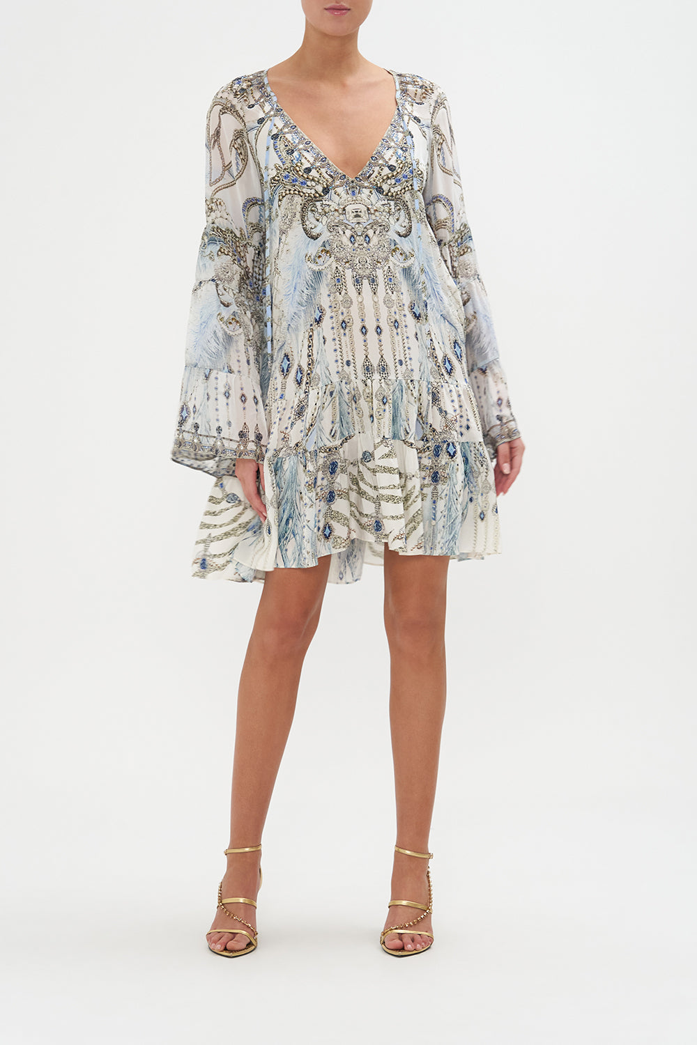 A-Line Gathered Panel Dress Moon And Back print by CAMILLA