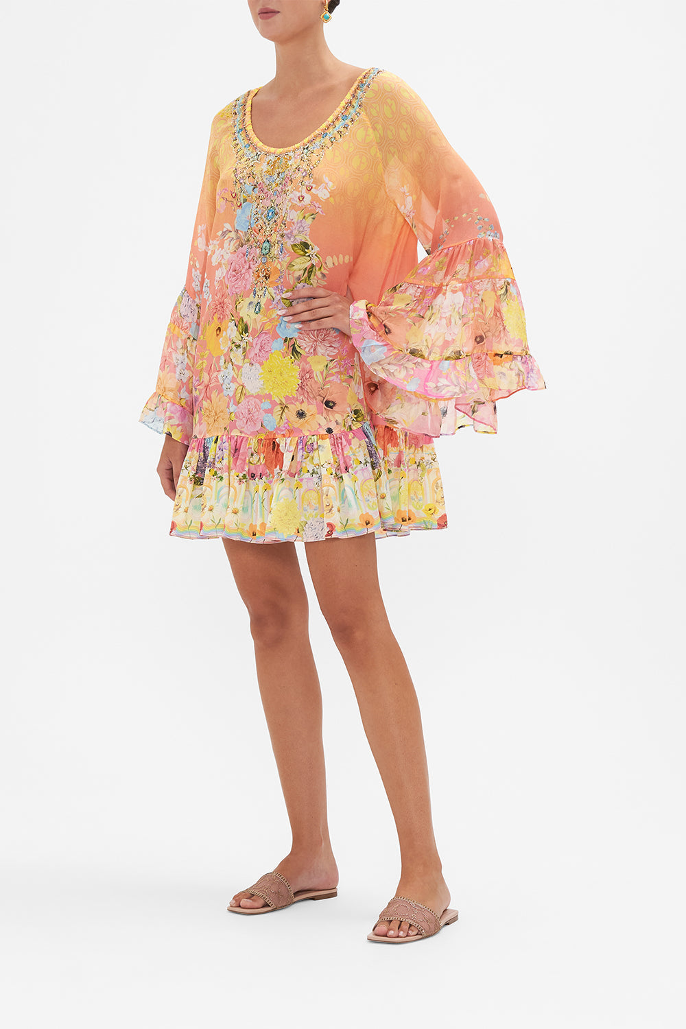 A LINE FRILL DRESS SOLAR FLARE