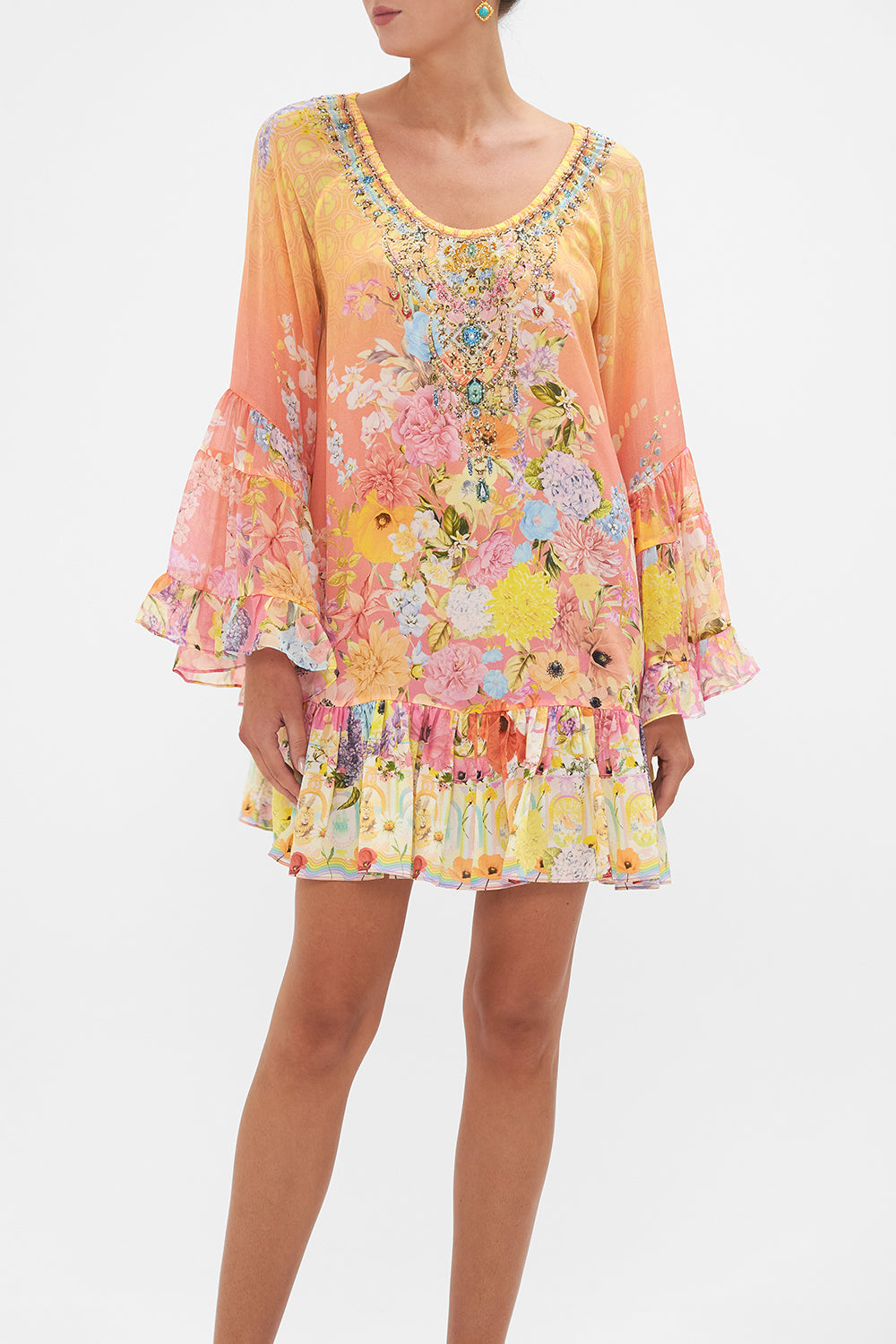 A LINE FRILL DRESS SOLAR FLARE