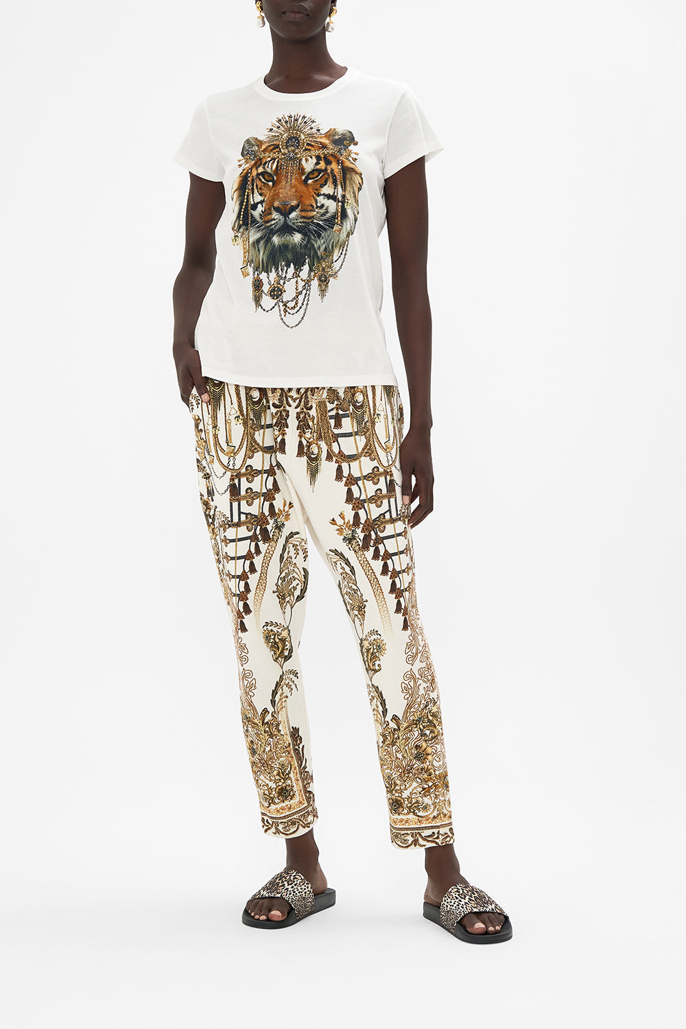 Slim Fit  Round Neck T-Shirt Road To Richesse print by CAMILLA