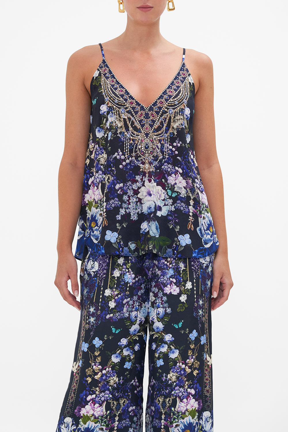 V NECK CAMI OBSIDIAN BLOOM