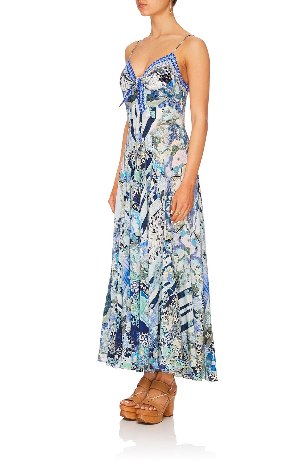 LONG DRESS WITH TIE FRONT CLOUD DANCER