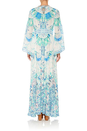 KIMONO SLEEVE DRESS WITH SHIRRING DETAIL HEAD IN THE CLOUDS