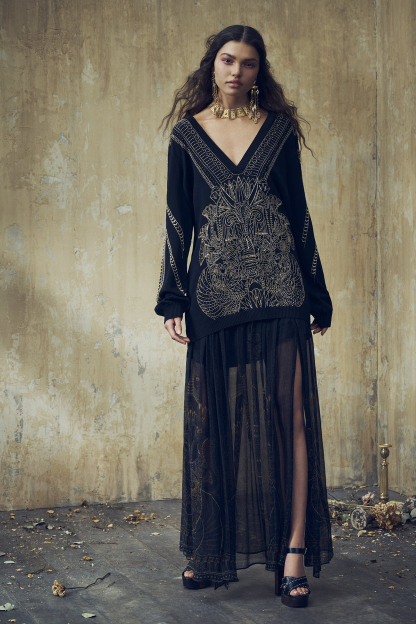 V NECK DRESS WITH NECKBANDS COBRA KING