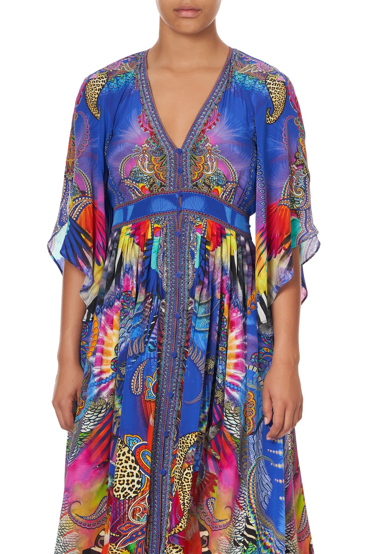 LONG DRESS WITH SMOCKED WAIST PSYCHEDELICA