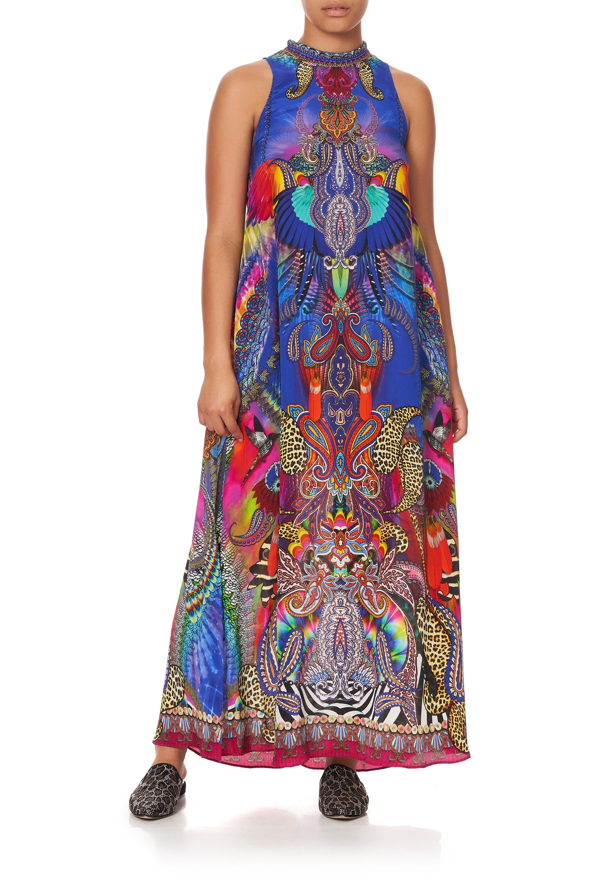 HIGH NECK DRESS WITH BACK NECK TIE PSYCHEDELICA