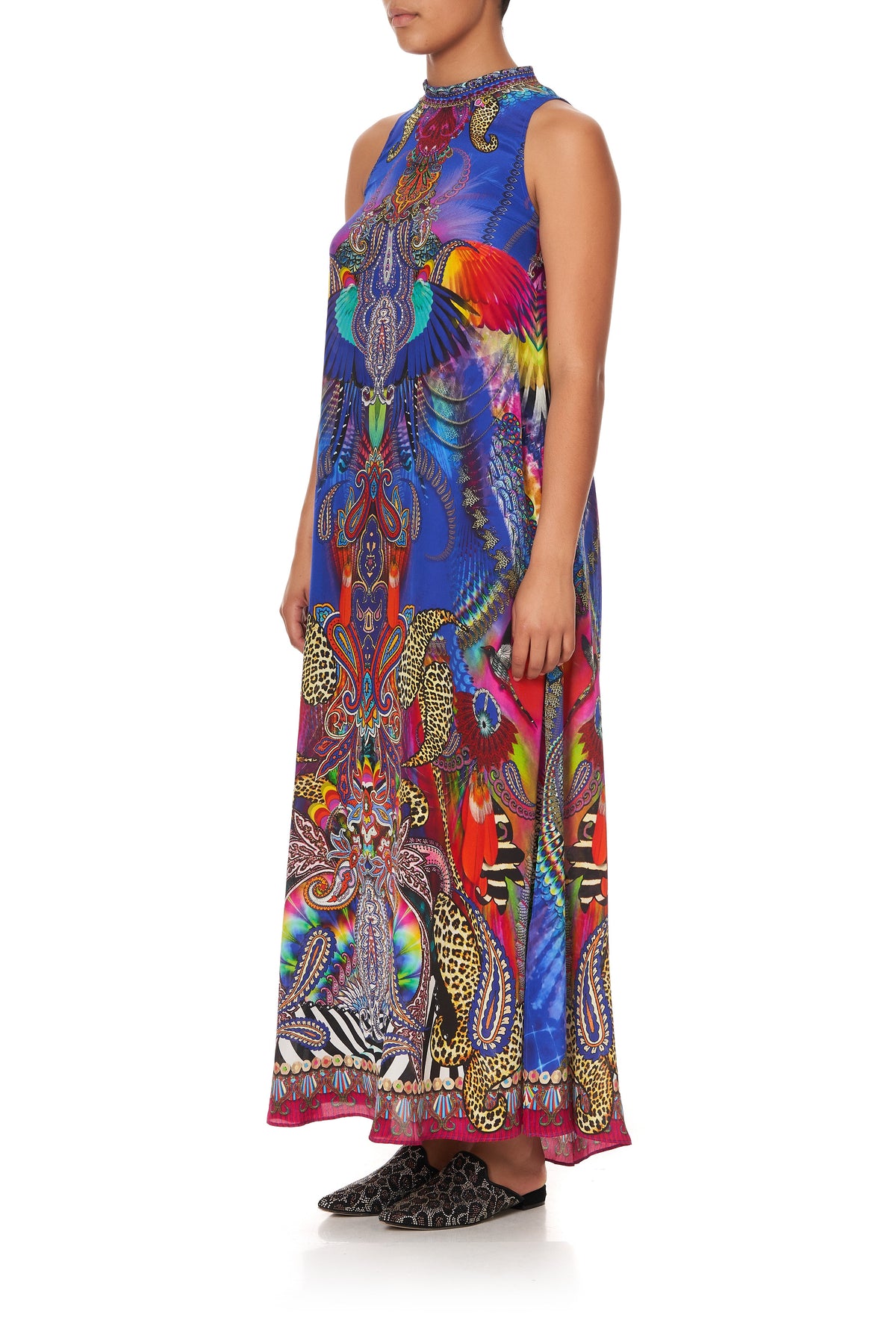 HIGH NECK DRESS WITH BACK NECK TIE PSYCHEDELICA