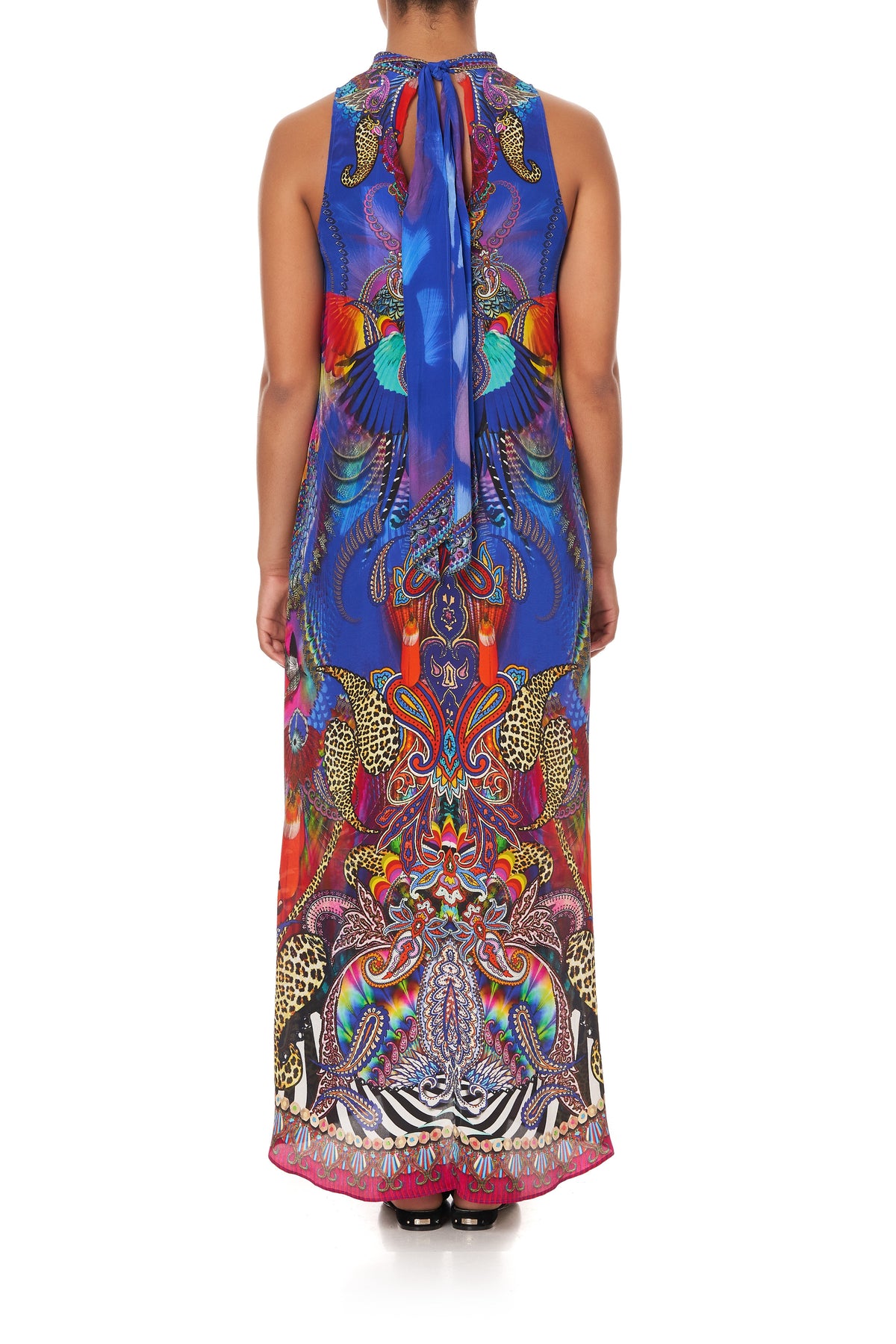 HIGH NECK DRESS WITH BACK NECK TIE PSYCHEDELICA