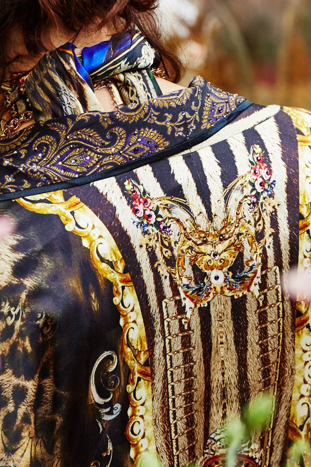 LONG ROBE WITH NARROW COLLAR STRONGER TOGETHER